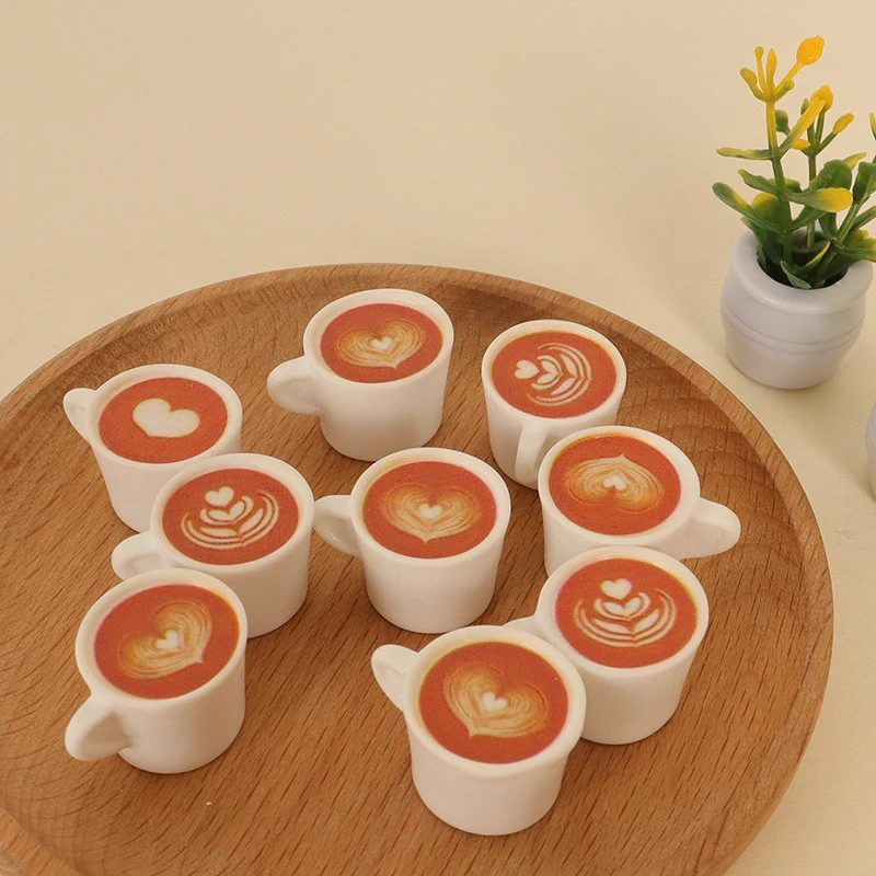 10PCS Home Decor Crafts Mini Coffee Cup Resin Dollhouse Simulation Food Play Scale Ornaments DIY Handmade Doll Accessories