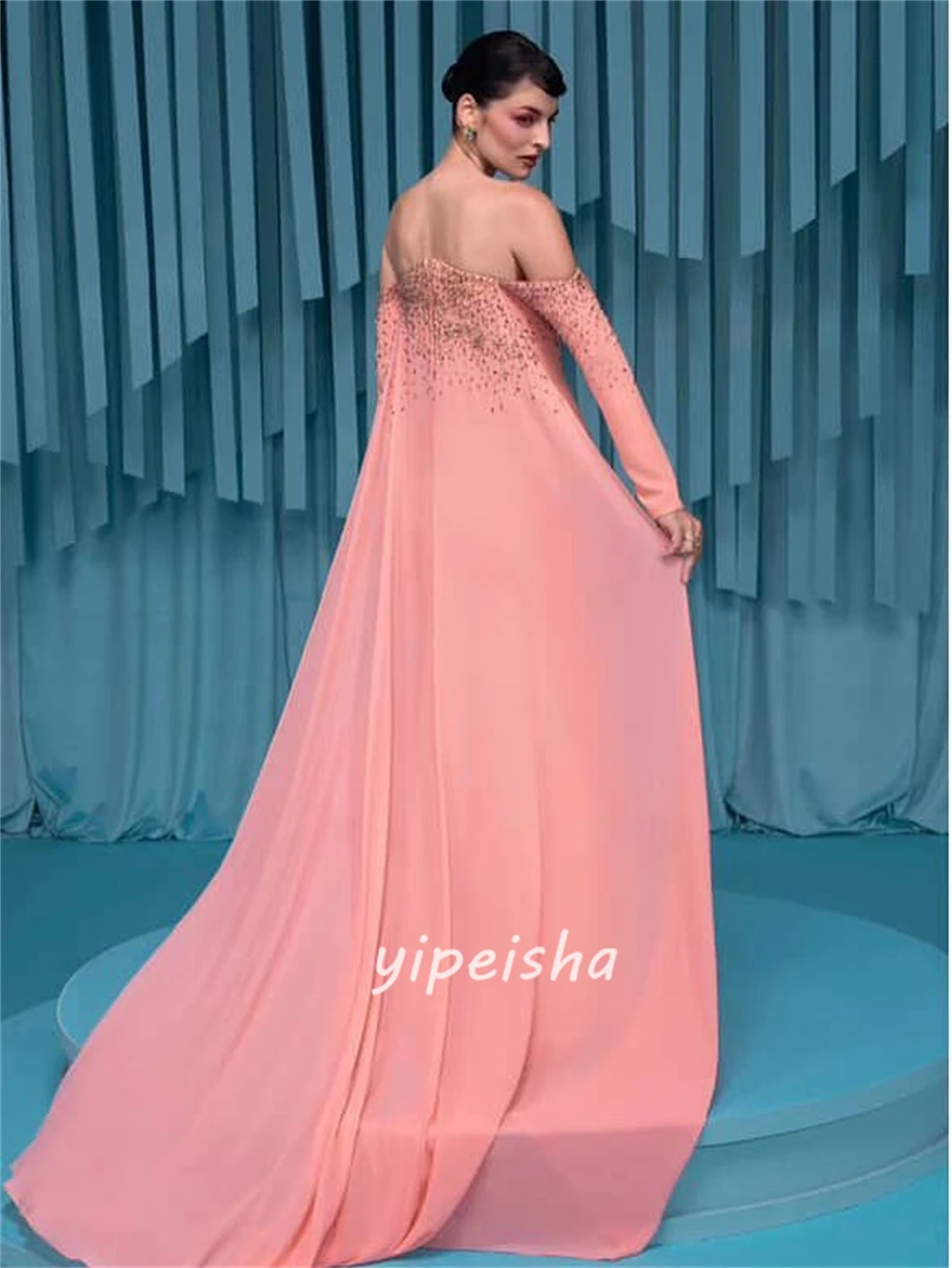 Customized Elegant Sparkle Jersey Rhinestone Sequined Mermaid Strapless Long Dresses Evening Dresses Sizes Available Intricate image 3