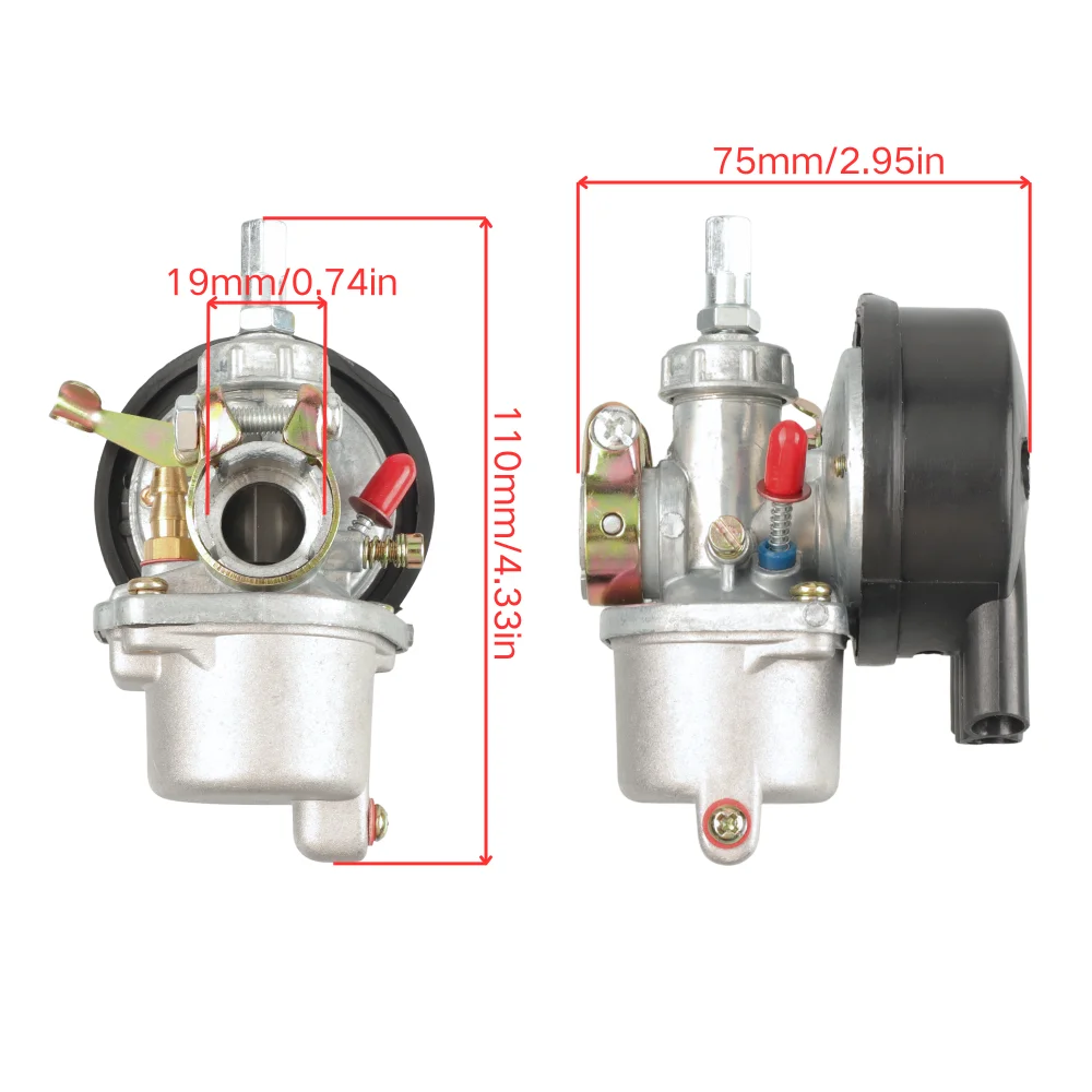 19mm Carburetor Carb with Air Filter for 2 Stroke 50cc 60cc 80cc Engine Motorized Bicycle Push Bike Dirt Bike ATV Quad