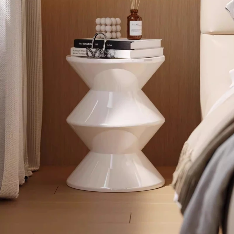Nordic Side Table Cream Mini, Bedside Cabinet for Small Bedroom, Kids Plastic Nightstand, Creative Living Room End Table