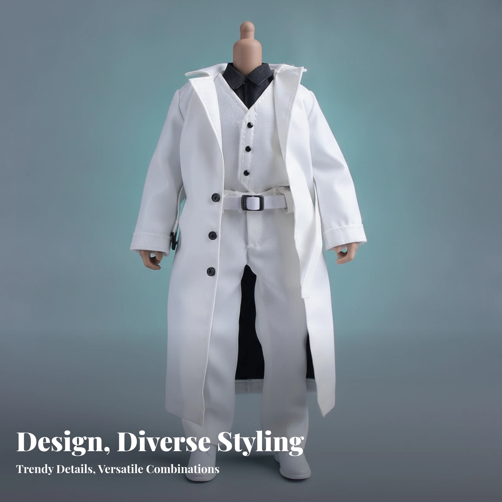 Included Pieces Belted Coat Outfit Display Wear Miniature Apparel Long Overcoat Coat Set
