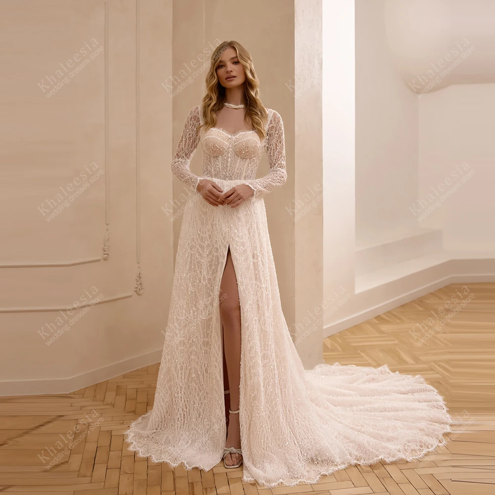 

Glamorous Wedding Dresses Gorgeous Bridal Gowns Full Sleeves Robes For Formal Party Backless Vestidos De Novia Customized 2025