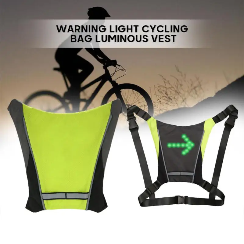 

New 2024 LED Wireless Cycling Vest 20L MTB Bike Bag Safety LED Turn Signal Light Vest Bicycle Reflective Warning Vests With Remo