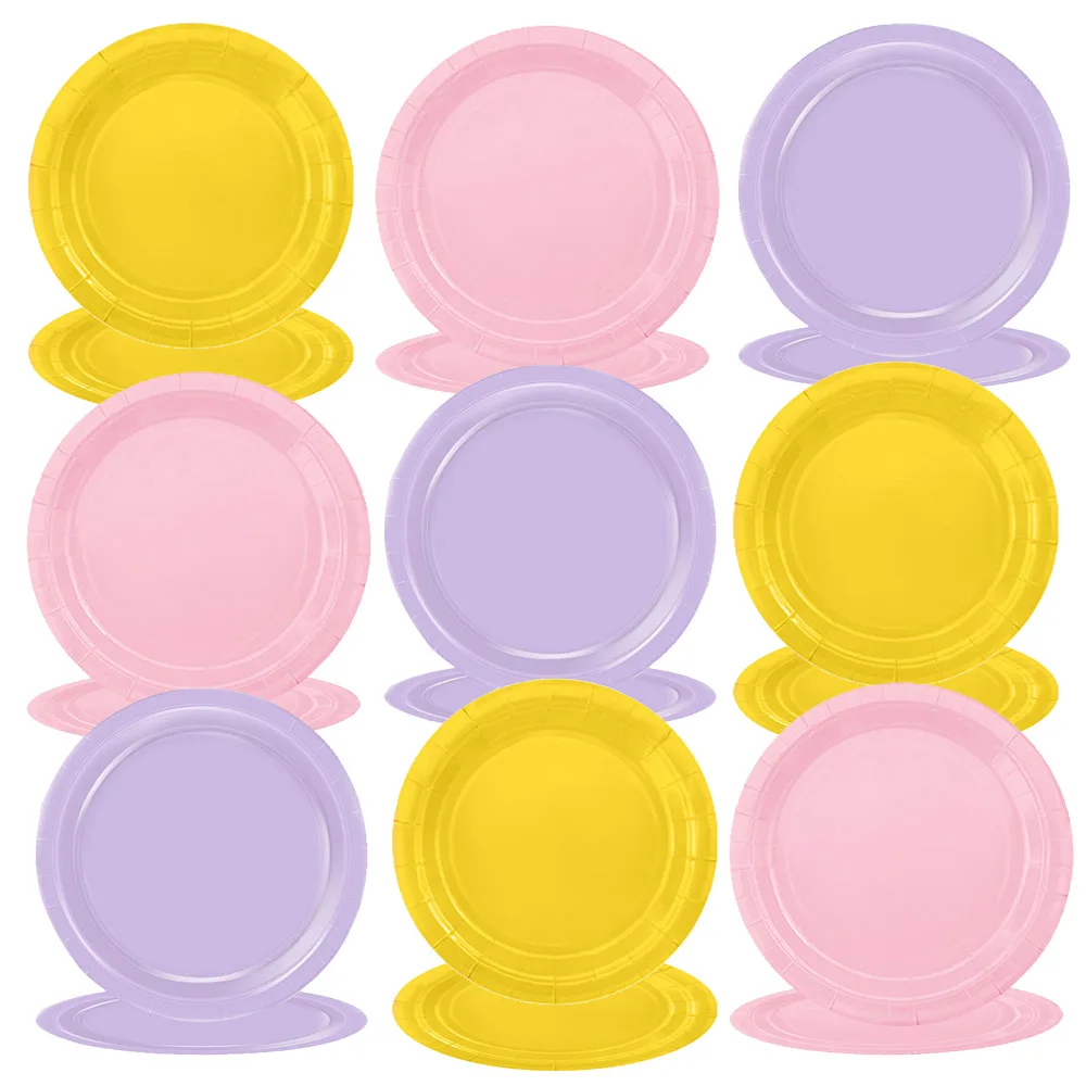10/50 Stück Einweg-Pappteller, rund, für Desserts, 7 Zoll/9 Zoll, rosa, lila, für Geburtstag, Hochzeit, Babyparty, Partyzubehör ﻿