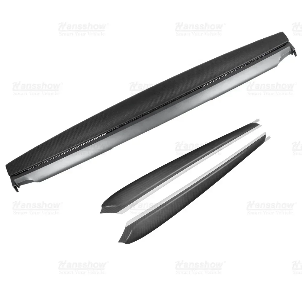 Hansshow Model 3/Y Carbon Fiber Dashboard Cover Replacement & Side Front Door Panel Trim Caps Kits For Tesla Accessories