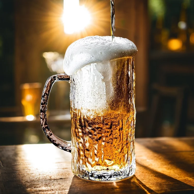 Thickened Large Capacity Beer Glasses European Style Glass Beer Cups with Handle Luxury Beer Mug Handmade Craft Beer Glasses
