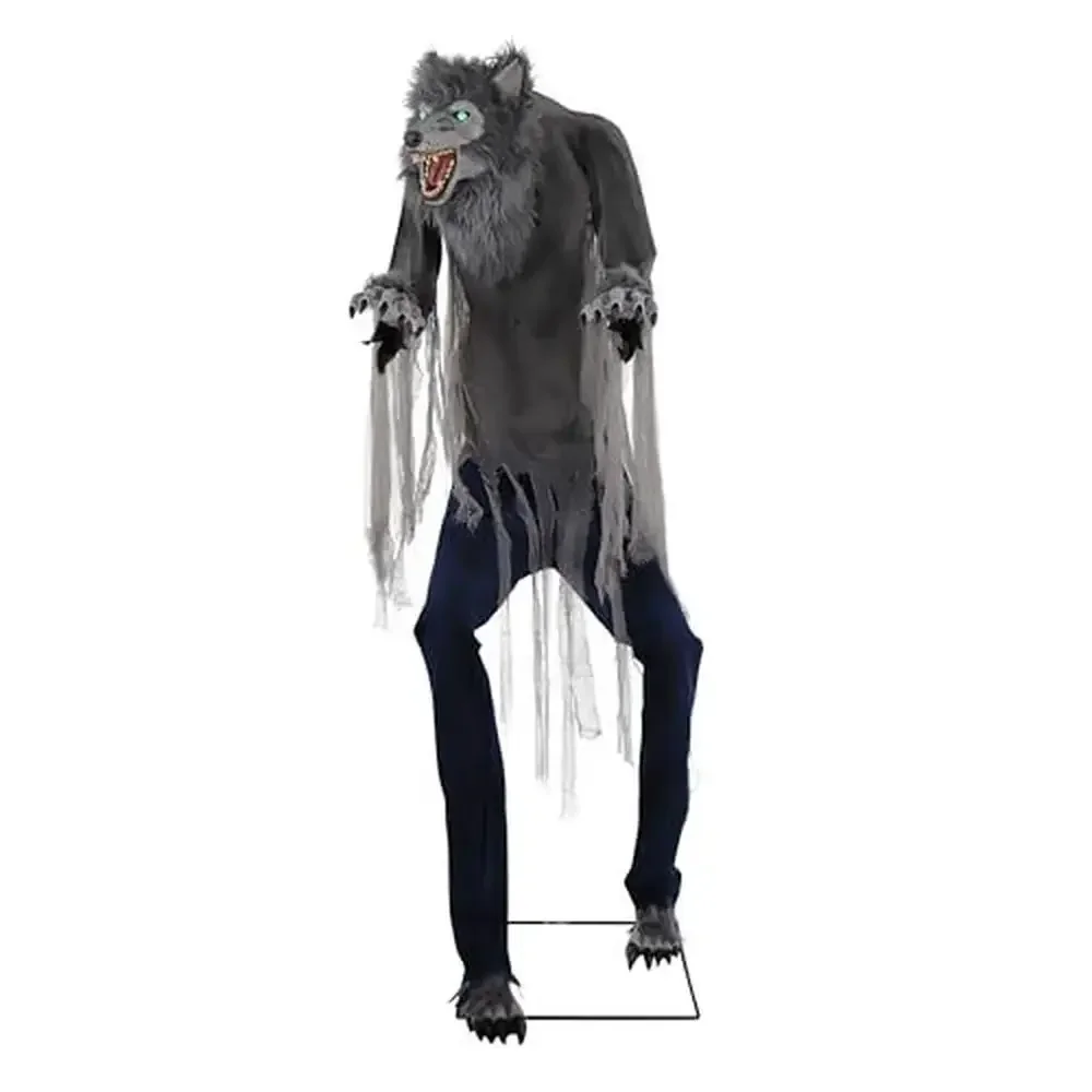 Towering Werewolf Motion-Activated Halloween Decor Life-Size Prop Indoor/Covered Outdoor Use Creepy Haunted House Decoration