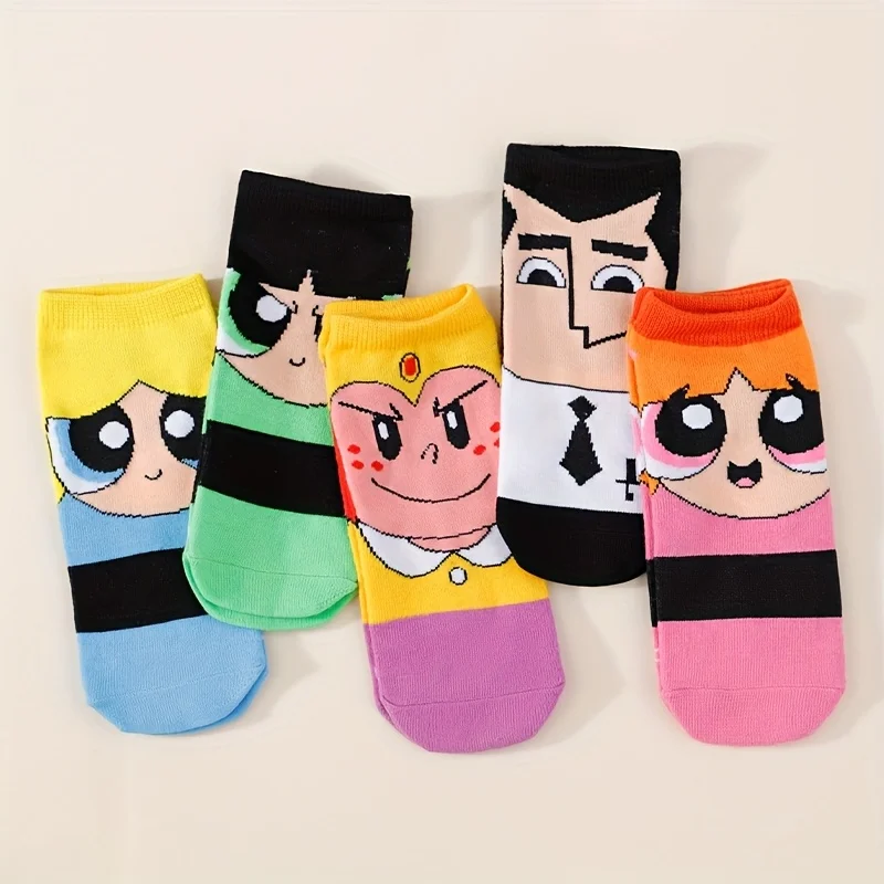 

5 Pairs Four Seasons Women's Fashion Warner Collaboration "Flying Girl" Cute Cartoon Versatile Comfortable Straight Socks