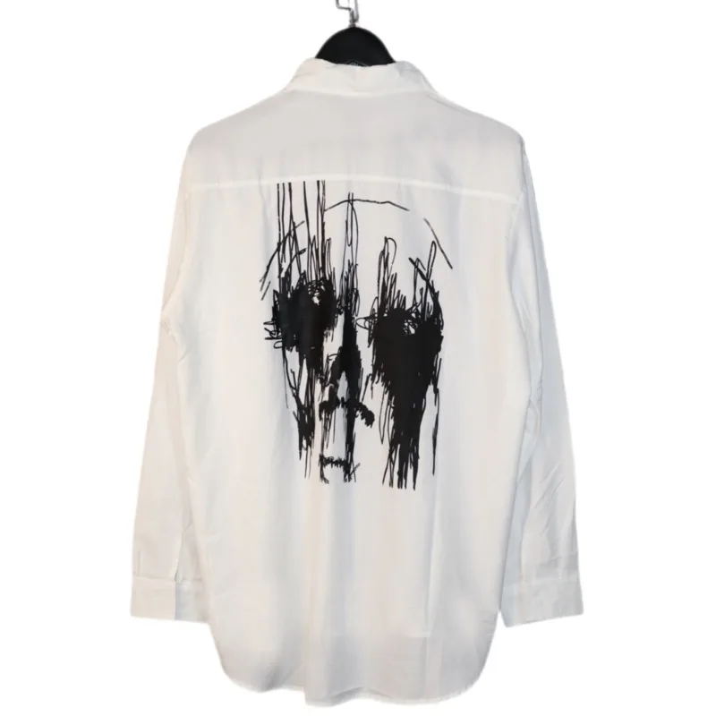 WVGA Shirt Spring Autumn New Man Tide High Street Line Design Printed Trendy Niche Chic Casual Sunpfoor Long Sleeves Tops W11134