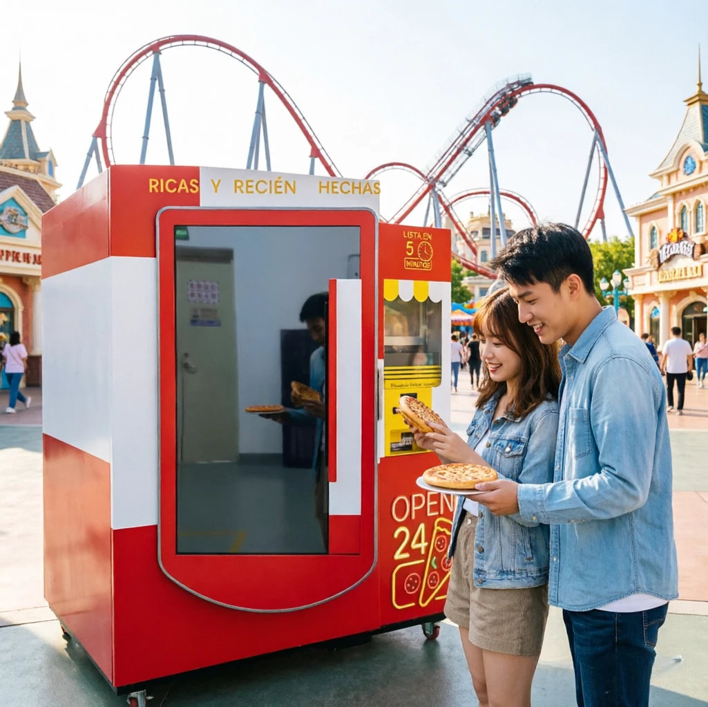 Heated Pizza Vending Machine Dry-burn Protection Low Noise Operation Convenience Store 24h Commercial Fast Food Unit
