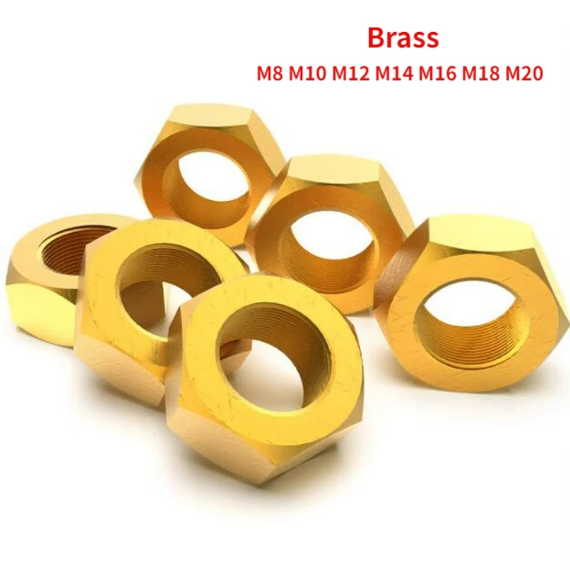 2-20pcs Brass Fine Thread Nut GB52 Standard Copper Fine Thread Nut M8 M10 M12 M14 M16 M18 M20 Pitch 1/1.25/1.5mm