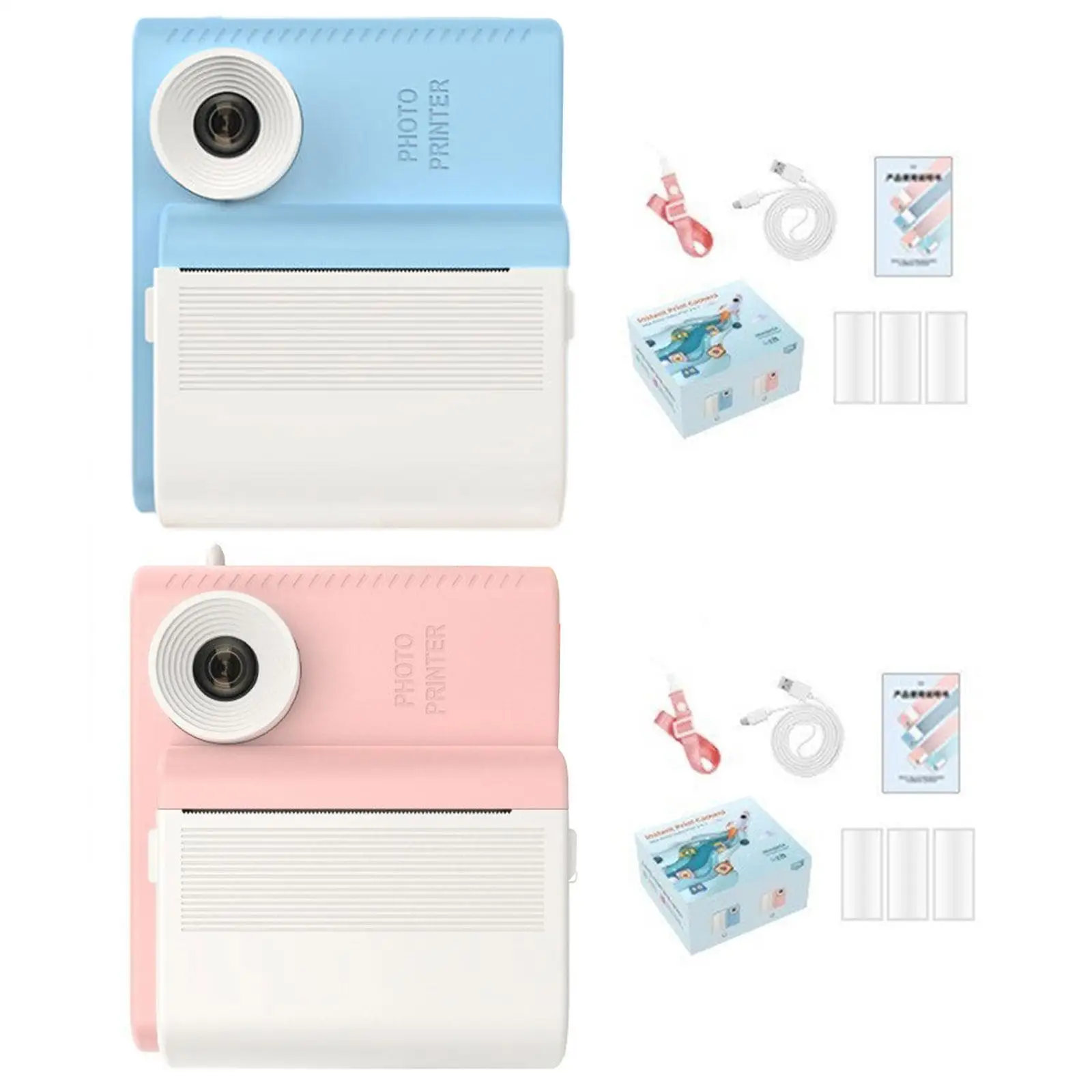 

Instant Print Camera for Kids Digital Camera with Lanyard Portable with Paper Rolls Instant Camera for Teens Christmas Photo