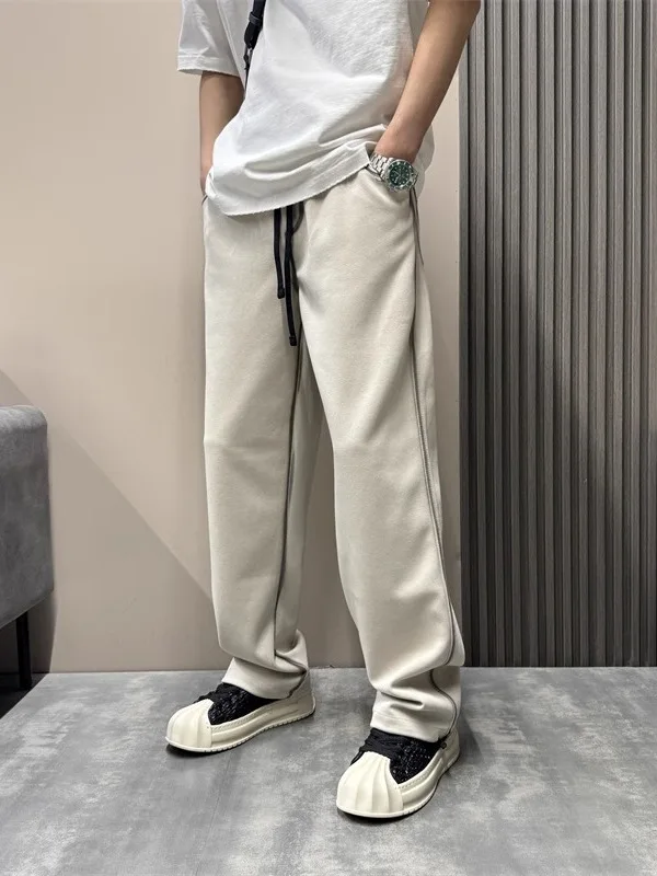 

Мужские свободные прямые повседневные спортивные брюки в американском стиле ретро, повседневные брюки для отдыха с широкими штанинами, молодежные брюки Vitali Sle, всесезонные