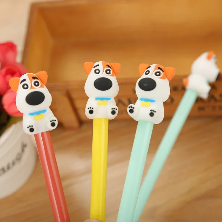 A 50PCS Creative Three-dimensional Silicone Dumbfounded Dog Neutral Pen, Cute Cartoon Learning Stationery Office Supply Water-ba