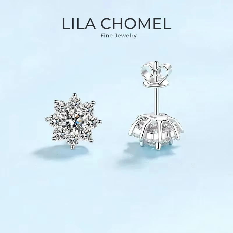 

Women Valentine's Day 18K White Gold Wedding Flower Stud Earrings 0.5/1CT Moissanite Diamond PT950 Platinum Girl Birthday Gift