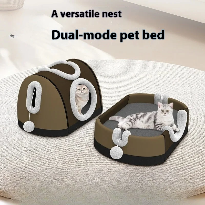 

Двухрежимный коврик для собак, кошачий коврик, съемный четырехсезонный универсальный устойчивый к царапинам кошачий домик, кровать для собак