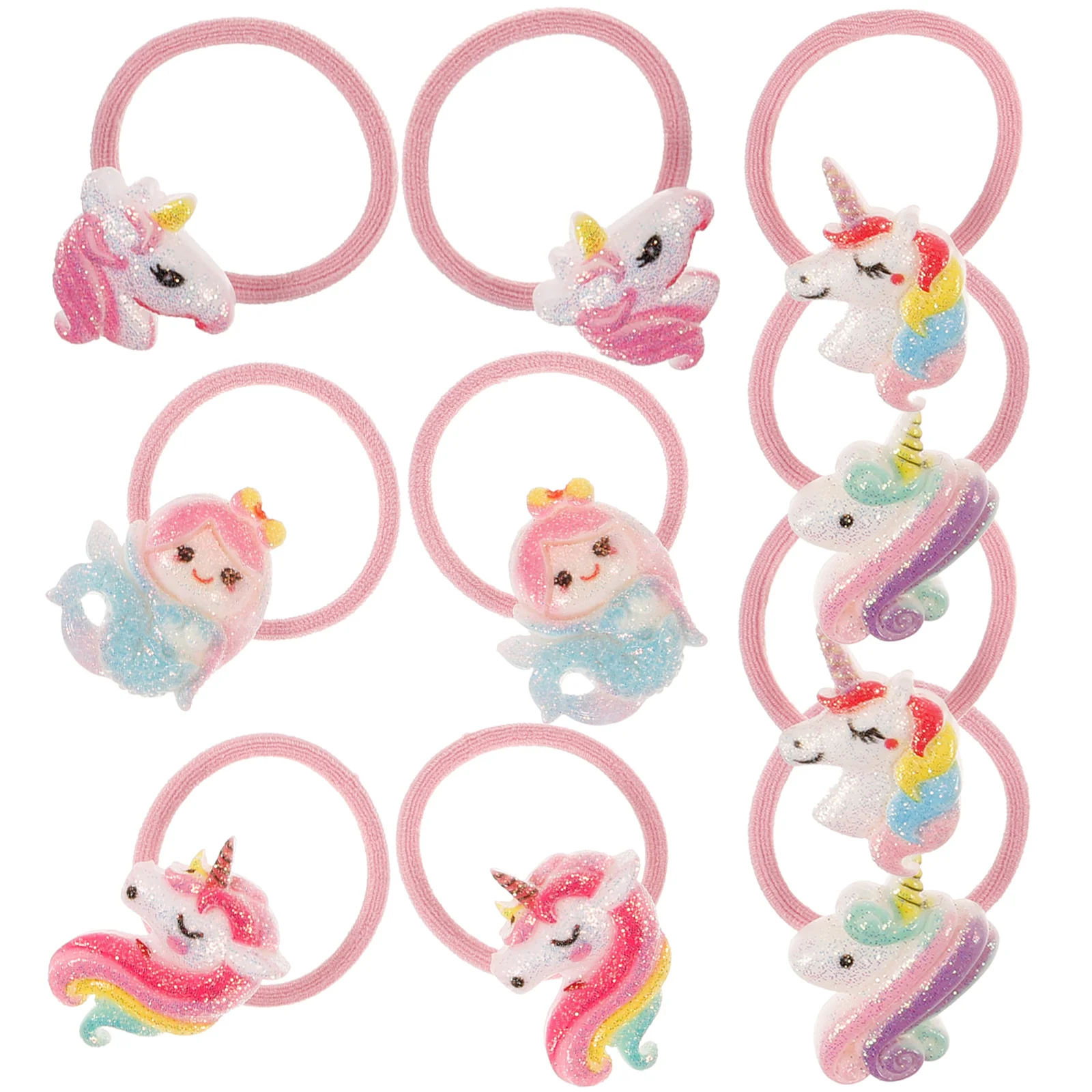 

5 Pairs Unicorn Hair Accessories for Girls Ties Thin Headgear Fabric Ponytail Holder