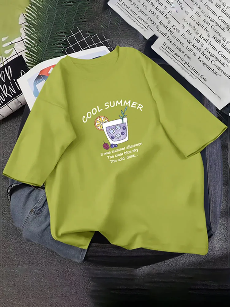 여성용 프린트 반팔 티셔츠, 하라주쿠 O넥 스트리트웨어, 루즈한 한국 스타일, 올매치 상의, 여름 티