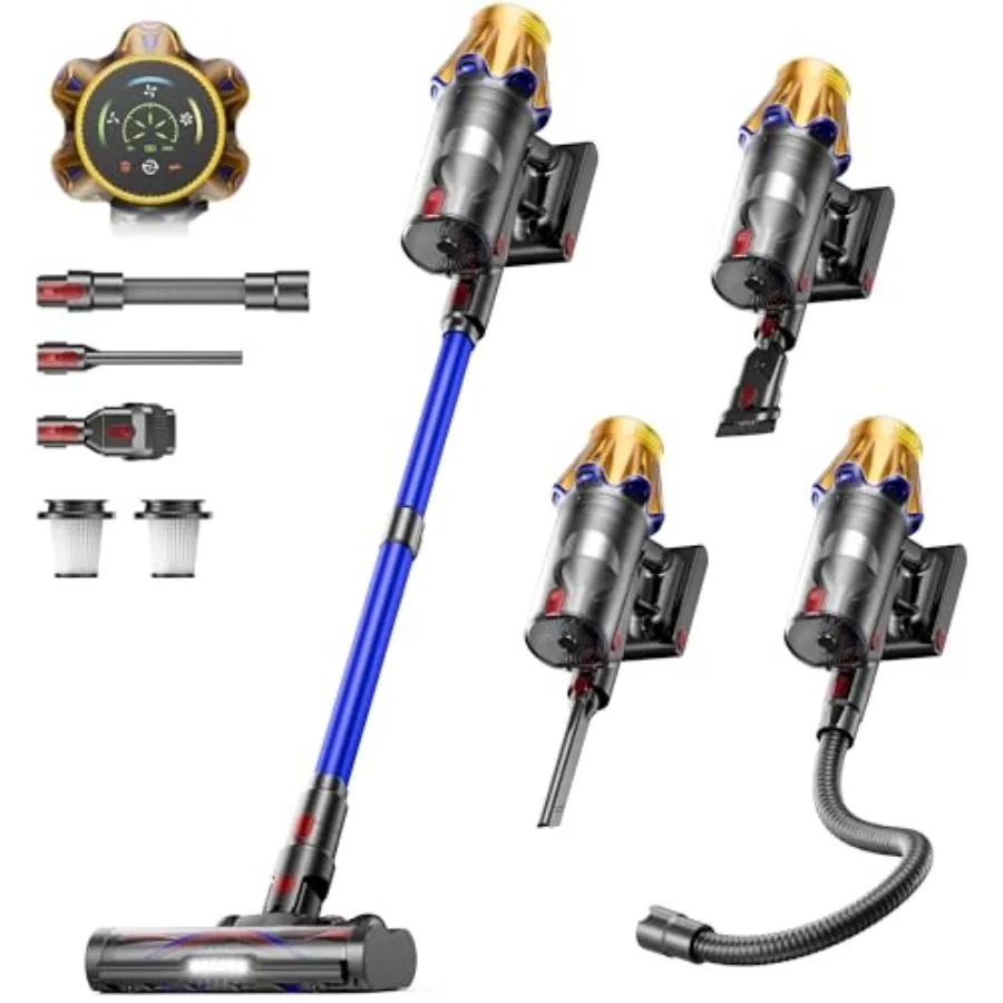 Cordless vacuum cleaner for home/pet hair/carpets/floors, ABS plastic body, black-gray color, 650W motor with 60KPA suction and