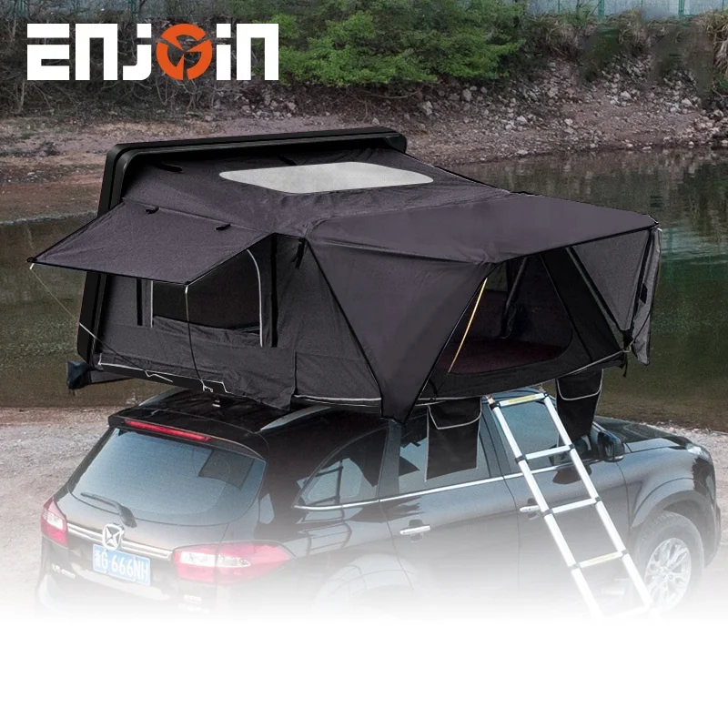 ENJOIN 4x4 Aluminum Hard Shell Car Tent Hardshell Roof   Tent Canvas Waterproof Camping 4 Person Tent