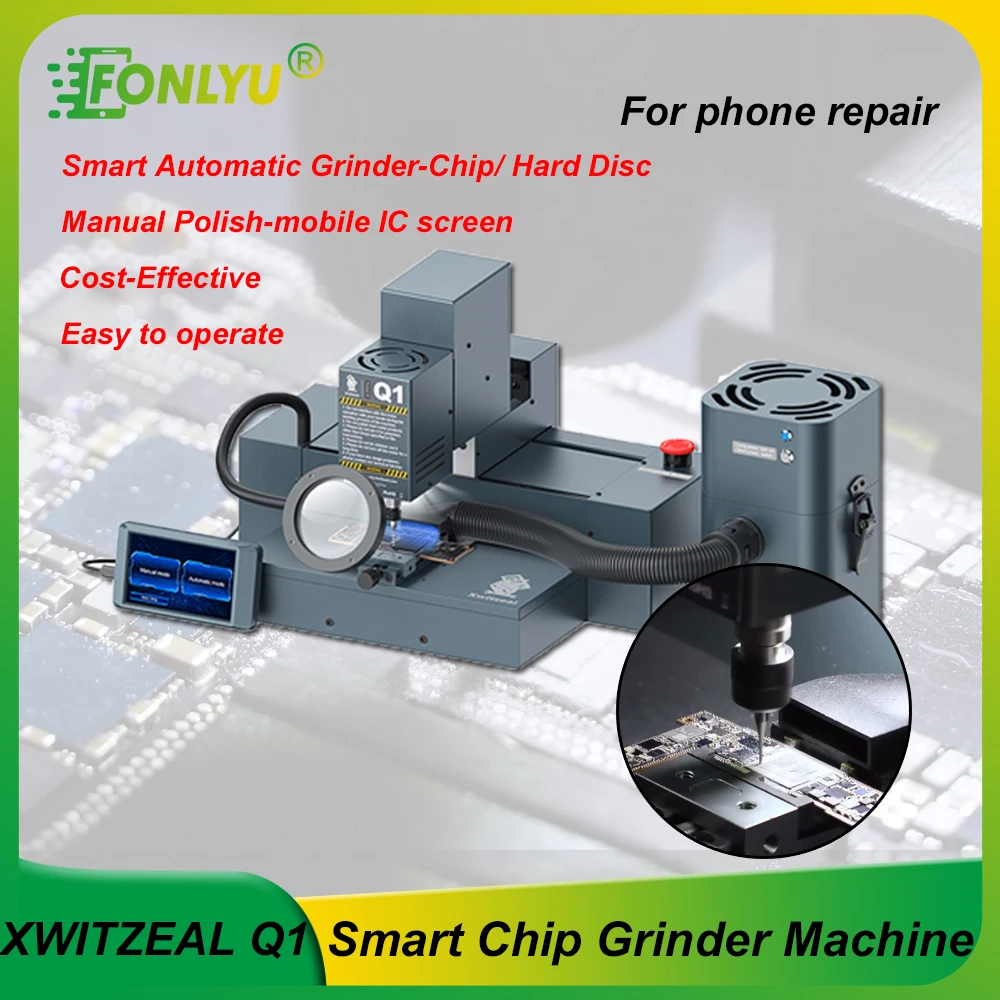 

XWITZEAL Q1 Automatic CNC Chip Grinding Machine for iPhone 16 14 15Pro Android Touch IC CPU Frame Polish Motherboard Repair Tool
