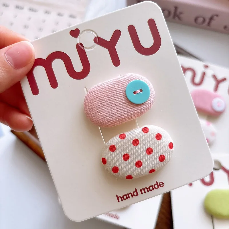 

Korean Style Sweet Fabric Teardrop Baby Hair Clips for Girls Anti-Slip Bangs Barrettes Polka Dot Hair Accessories