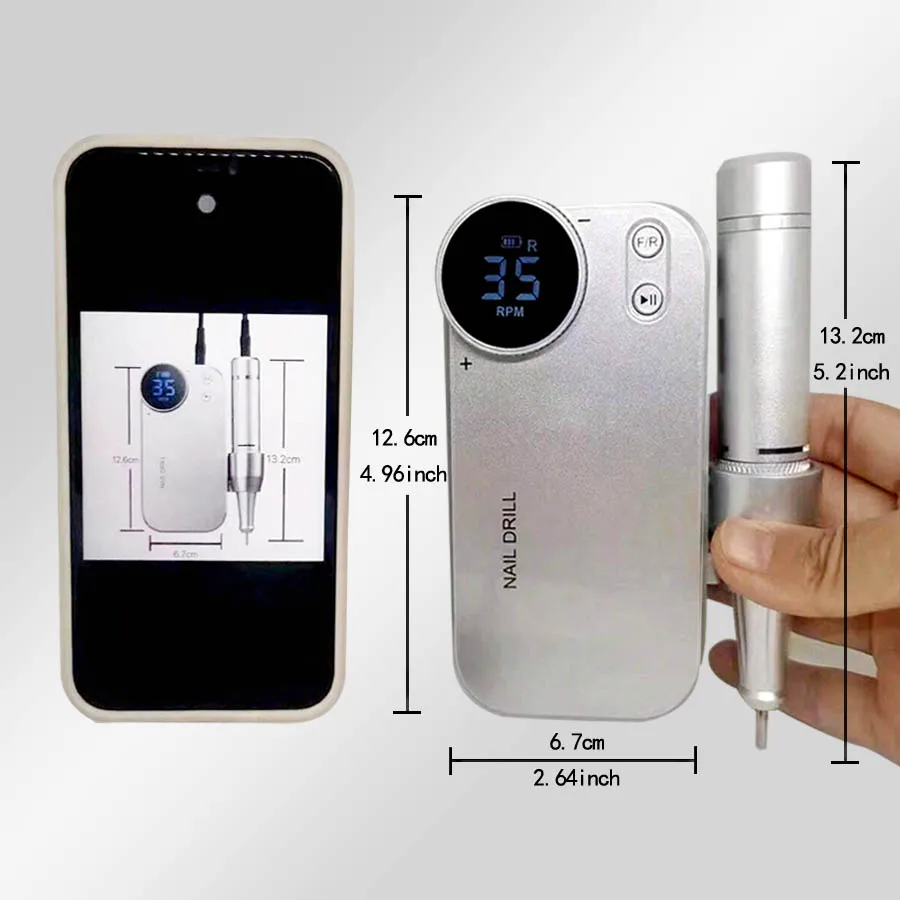 35000PRM Portable Nail Drill Recarregável Máquina de Arquivo de Unhas Elétrica para Unhas Gel Polish Removendo para Salão Casa Para Presente
