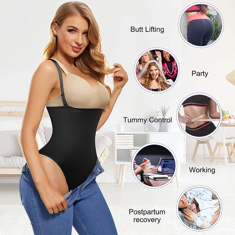 High Waist Tummy Control Panties Women Thong Body Shaper Slimming Underwear Butt Lifter Shaping Girdle Briefs Female Lingerie