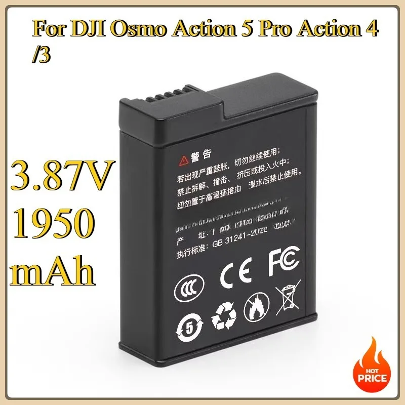 

New Replacement battery And Charger For DJI Osmo Action 5 Pro Action 4 Camera 2200mAh For DJI Osmo Action 4/3 Accessories