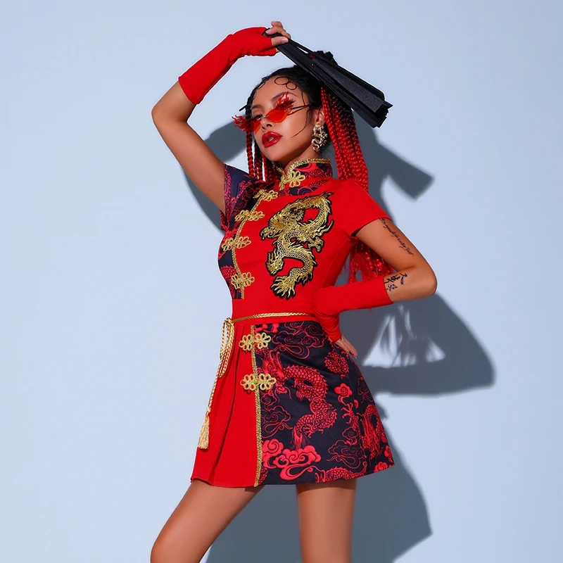2025 chinesischen stil Neue Frauen Jazz Dance Performance Kostüm Weibliche Halloween Party Set Mädchen Team KPOP Straße Outfits XH1083