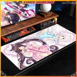Kawaii Cute Cat Girls Deskmat N_nekopara Diy Gaming Computer 1200x600 Rubber Mouse Pad 4mm Super Thicking Computer Accessories