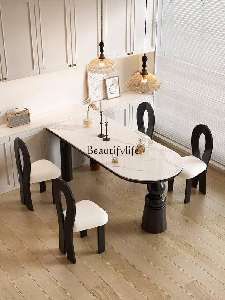 

jjz.Retro American Style Dining Table Household Ash Solid Wood Dining Table Rectangular Black