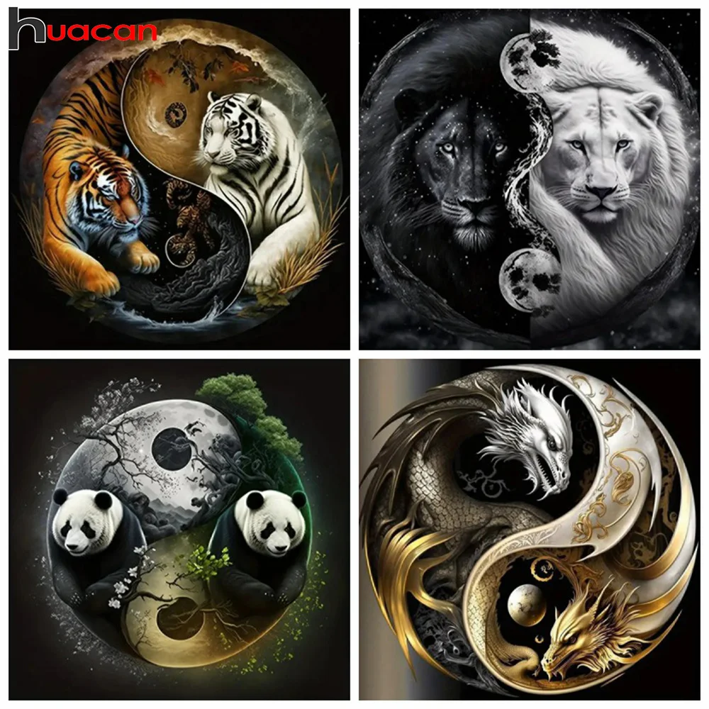 Huacan Diy Diamond Embroidery Taichi Full Diamond Painting Animal New Arrivals Mosaic Yin-Yang Rhinestones Home Decor