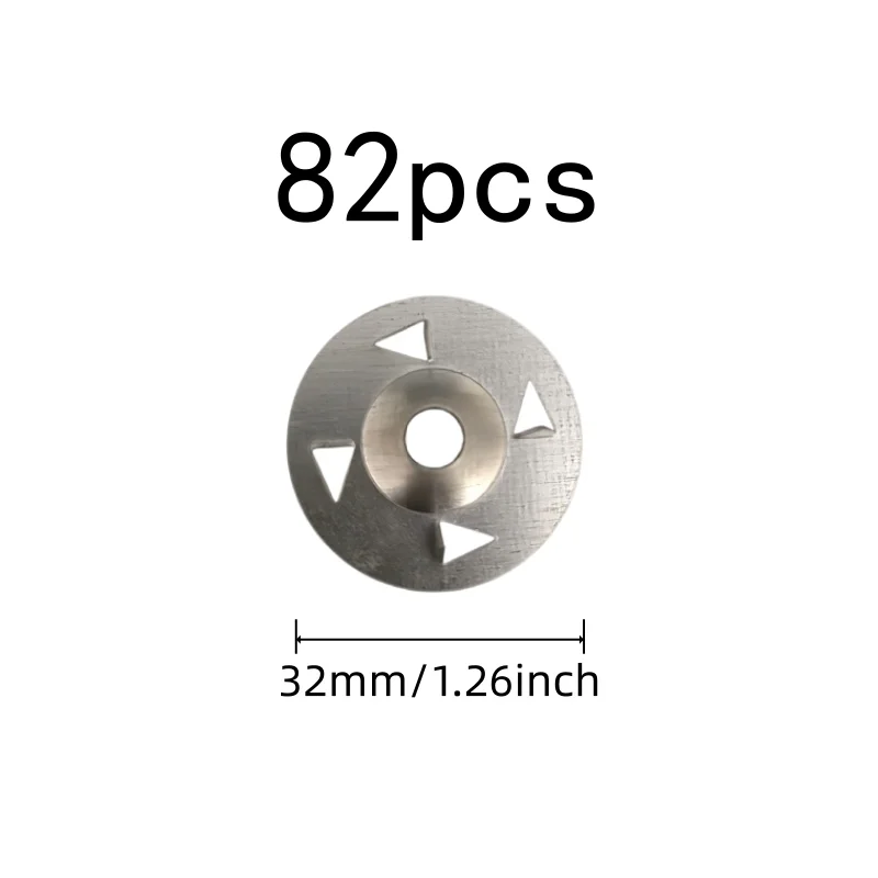 82 pcs Four Claw Anti-Slip Design 32mm Iron Tile Washers, great for Wall Construction, Flat Stable Base, Gypsum Board Fixing