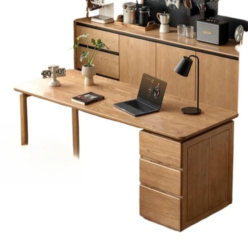 Log style, solid wood desk, modern minimalism, ash wood, study table