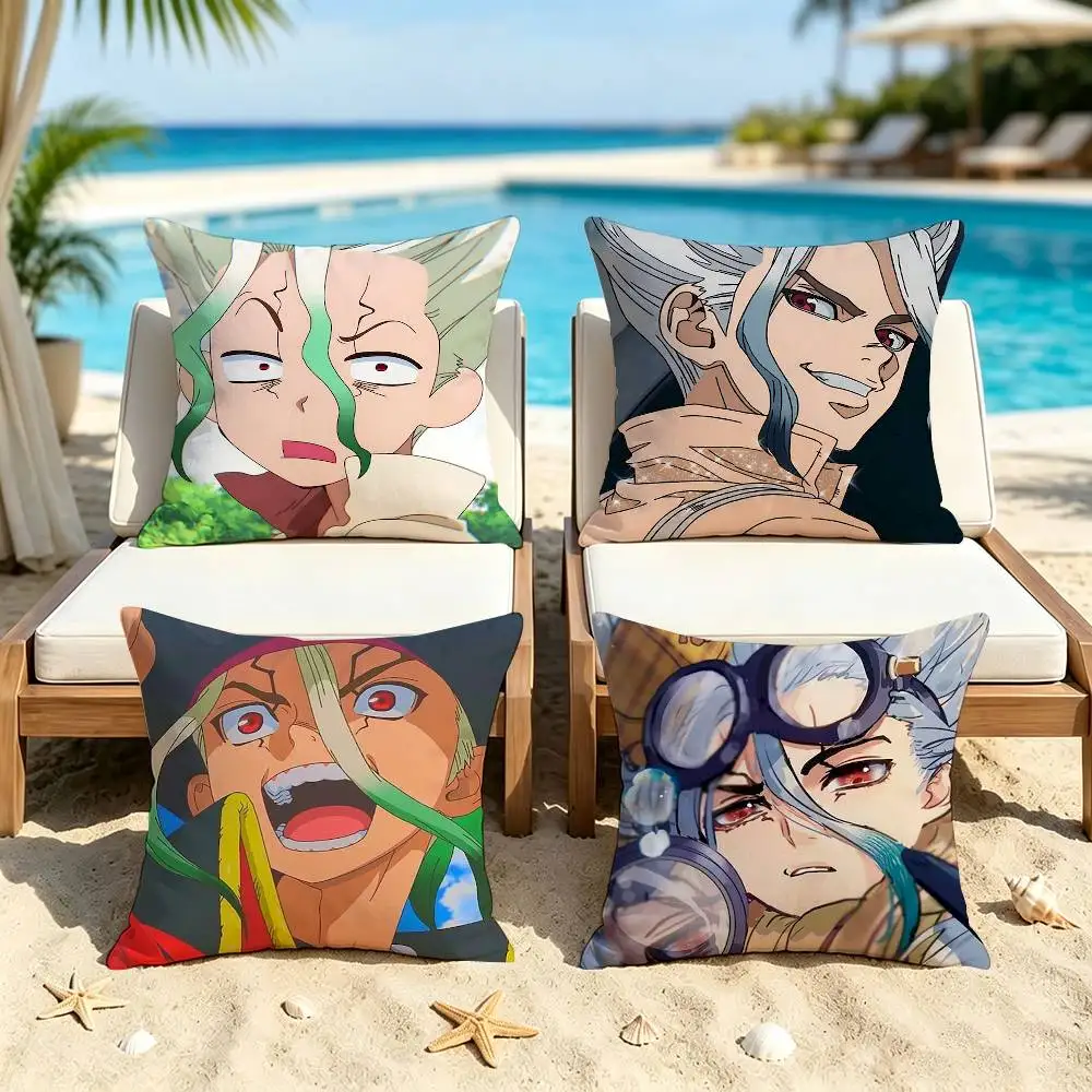 Dr.STONE Senku Ishigami  Double-Sided Printed Cushion Cover Bedroom Bedside Sofa Pillow Case