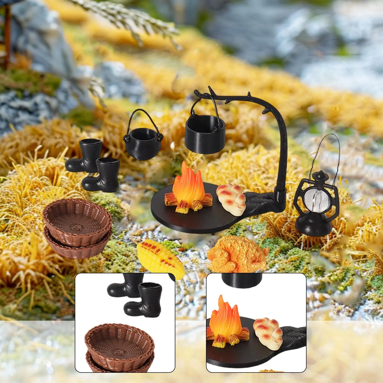 

11x Miniature Dollhouse Decorations Doll House Decor Camping Accessories Ornaments