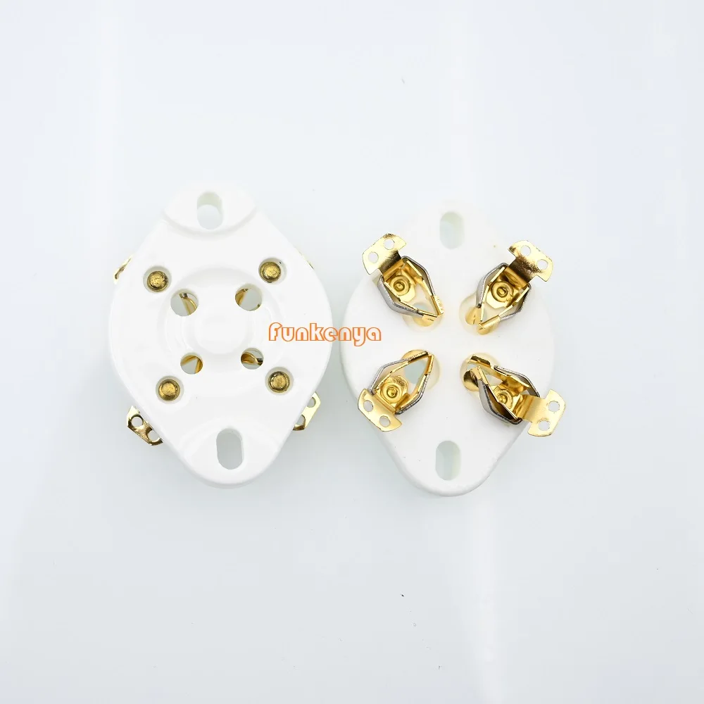 

10PCS Gold Four Pin Ceramic Tube Socket Base 2A3 300B FU811 811A 866 572B 101D Electric Amplifier Tube SocketGZC4-1-G