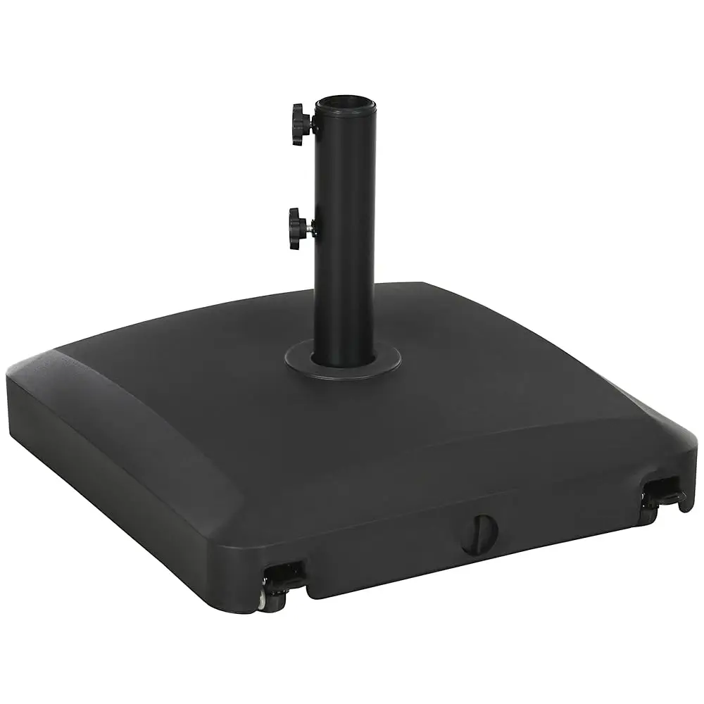 

Patio Umbrella Base With Wheels, 53Lbs Water Or 66Lbs Sand Filled, Heavy Duty Outdoor Umbrella Stand Holder, Black