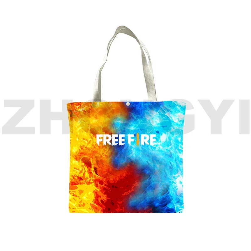 Funny Game Free Fire Garena 3D Shopping Bag Large Tote Bag Free Fire Anime Canvas Bag Reusable Supermarket Bag Women Hand Bag