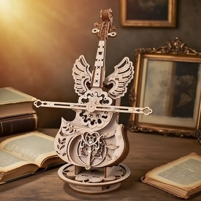 

3D головоломка, деревянная модель виолончели, сделай сам, сборка, скрипка, музыкальная шкатулка, строительные наборы, домашний декор для гостиной, ремесла, подарок