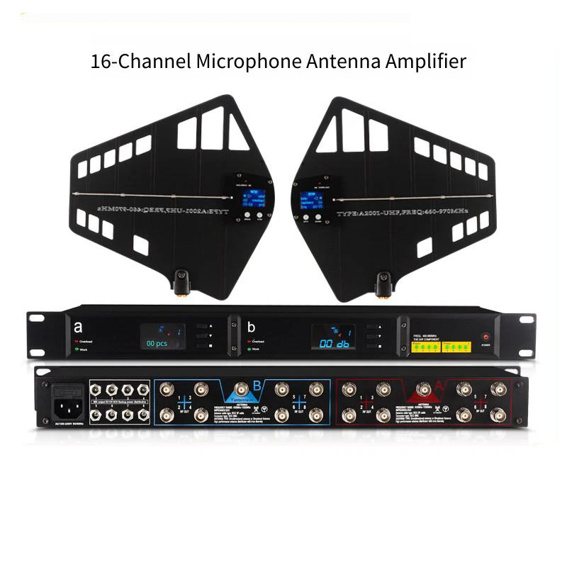 UA80 Antenna Distributor System Wireless Microphone Signal Amplifier 16-way  UHF 450-970MHz