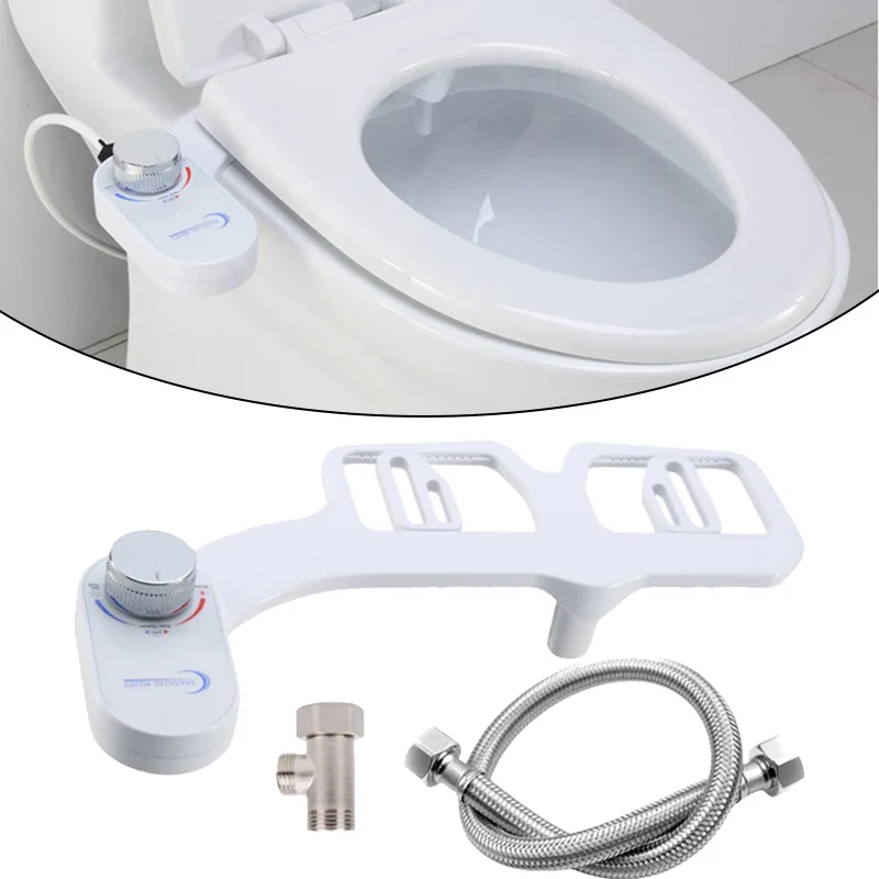 Dual Nozzles Wash Bidet Toilet Seat Attachment Non-Electric Self-Cleaning Hot Cold Mixer Water Lady Bathroom Accessories Sprayer