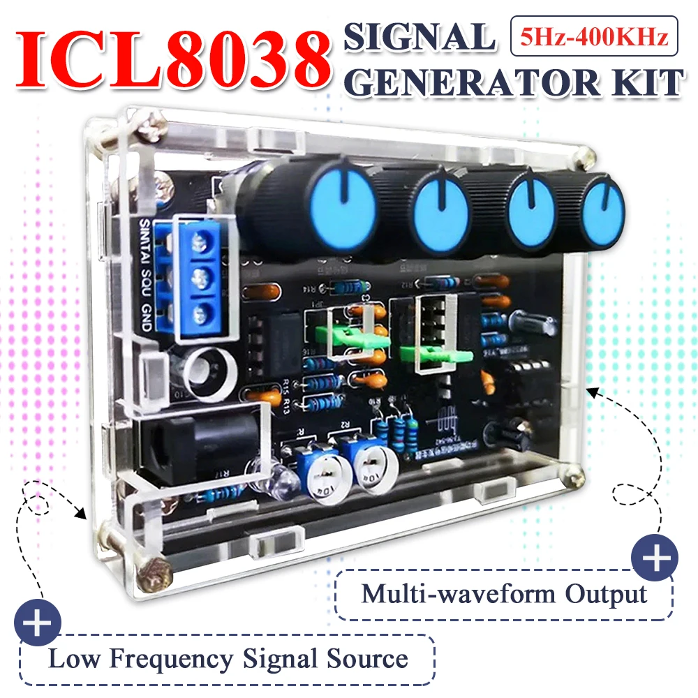 DIY ICL8038 Multifunctional Low Frequency Signal Generator 5Hz-400kHz Multi-Wave DIY Soldering Project Practice Electronic Kit