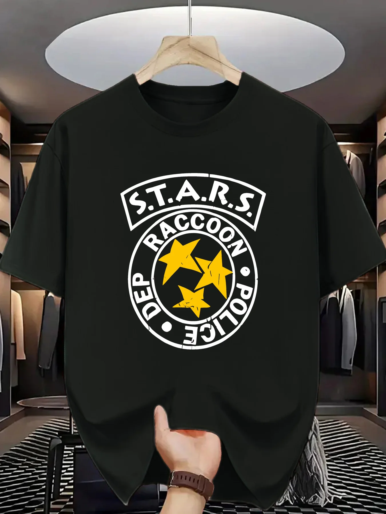 

S.T.A.R.S. Raccoon Police T-Shirt 100% Cotton O-Neck Short Sleeve Summer Casual Mens T-shirt Streetwear