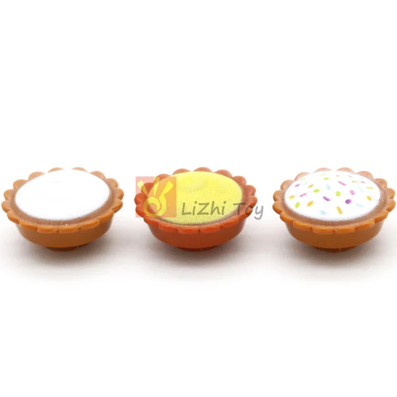 20pcs MOC Brick Foods Dessert Bread Cup Cake Pie with Cream Frost Sugar Classic Building Block Toy Accessory Compatible 93568