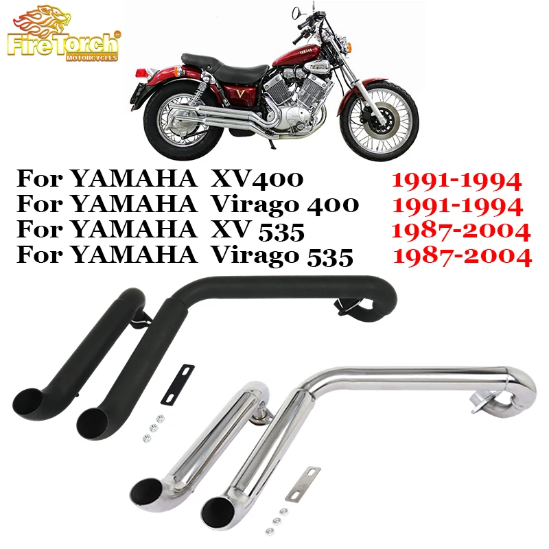 

Slip On Motorcycle Exhaust Pipe For YAMAHA Virago XV535 XV 535 XV400 XV 400 1987-2004 Muffler Full Exhaust System Pipe+Silencers