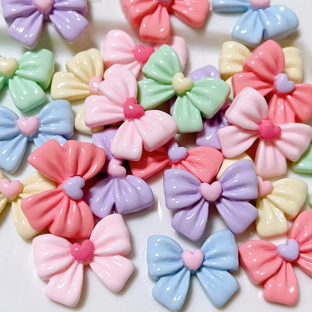 15Pcs 17*22Mm Diy Hars Sieraden Accessoires Haar Sieraden Crème Gel Handgemaakte Materialen Glossy Jelly Kleur Boog