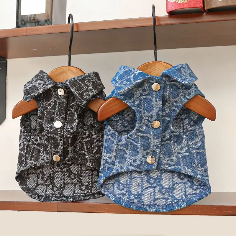 Pet Dogs Cats Denim Coat Jacket Puppy Clothes Cool Apparel For Small Medium Dogs Cowboy Schnauzer Teddy Dobby Bear Pet Clothing