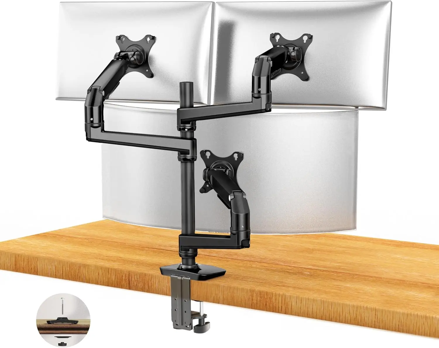 

Adjustable 3 Monitor Desk Mount, Triple Monitor Stand for Screens up to 40 Inches Within 25 lbs, Monitor Arm for 3 Monitors